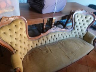 Divano vintage tessuto e legno