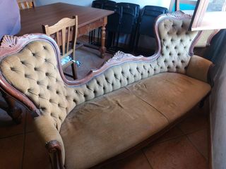 Divano vintage tessuto e legno