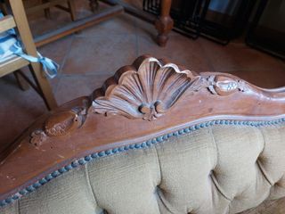 Divano vintage tessuto e legno