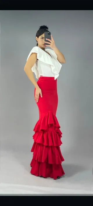 Falda Sevillana Volantes Negra Talla Única