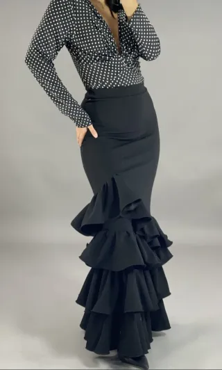 Falda Sevillana Volantes Negra Talla Única