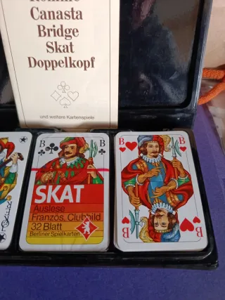 Lote 3 barajas cartas estuche Rommé Canasta Bridge