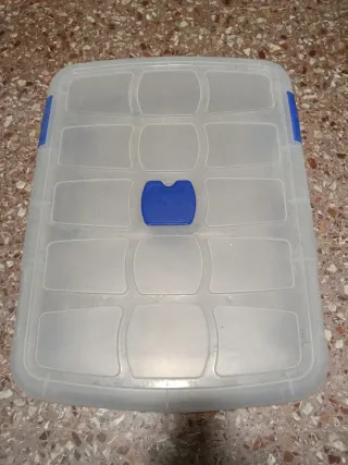 Caja de plástico con ruedas 80x60x16