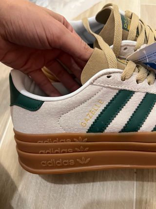 Adidas Gazelle Bold Beige/Verde Talla 38