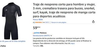 A ESTRENAR Traje Neopreno Corto Beek 3XL Nuevo