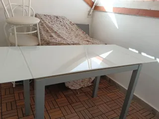 Mesa de cocina cristal templado 1m x 60cm extens.