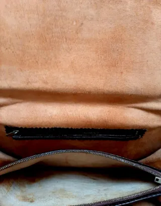 Bolso Vintage Piel Serpiente Marrón Asa Dorada