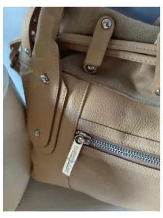 Borsa Cannella Pelle e Camoscio Beige