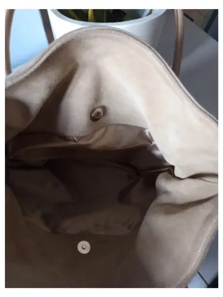 Borsa Cannella Pelle e Camoscio Beige