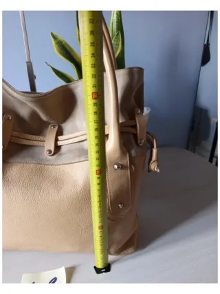 Borsa Cannella Pelle e Camoscio Beige