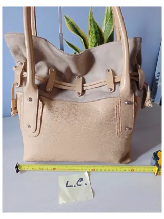 Borsa Cannella Pelle e Camoscio Beige
