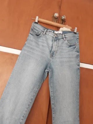 Pantalón vaquero ancho Mango azul