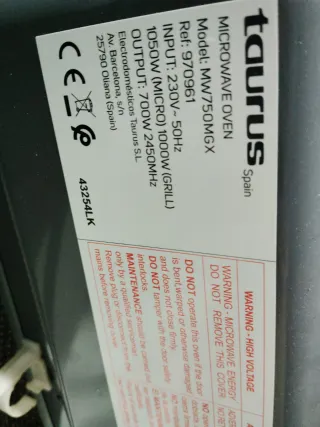 Microondas Taurus con grill