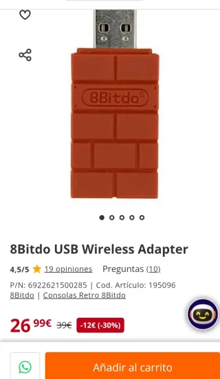 Adaptador USB 8Bitdo para switch,pc,portatil.