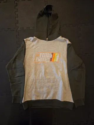 Sudadera Billabong Gris y Verde Talla 14 años