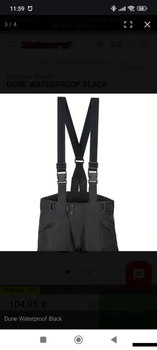 Pantalón IMPERMEABLE 3XL moto ARMURE DUNE WATERPRO