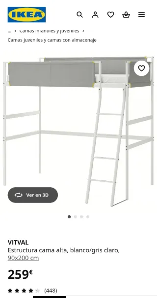 Urge venta Cama alta IKEA VITVAL