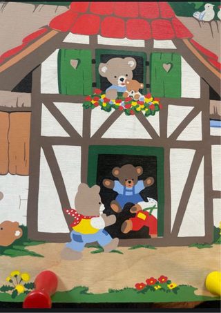 Appendiabiti in legno orsetti casa vintage bambini