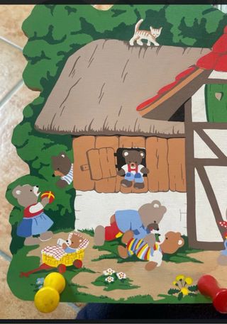 Appendiabiti in legno orsetti casa vintage bambini
