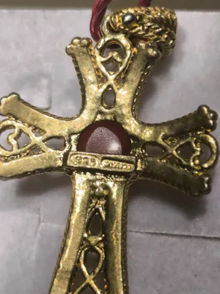 Crocetta in argento 925 e corallo