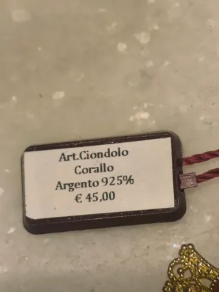 Crocetta in argento 925 e corallo