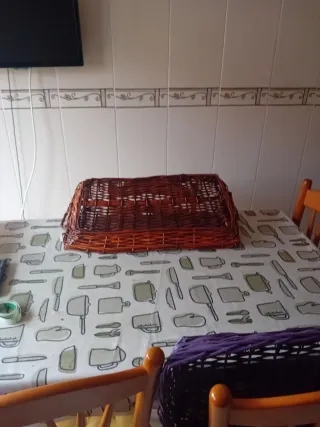 Bandeja de mimbre rectangular