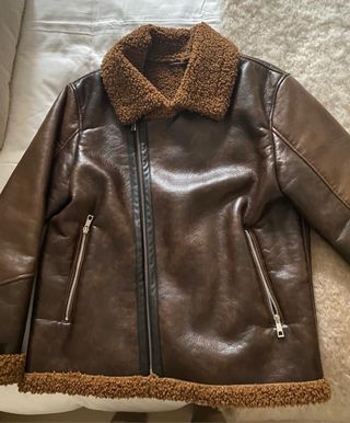 Cazadora BomberAviador Polipiel Marrón