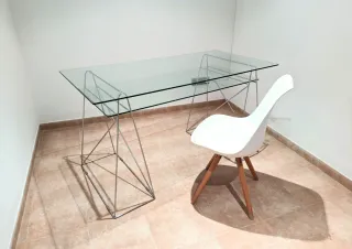 Tavolo in Cristallo e Acciaio Inossidabile