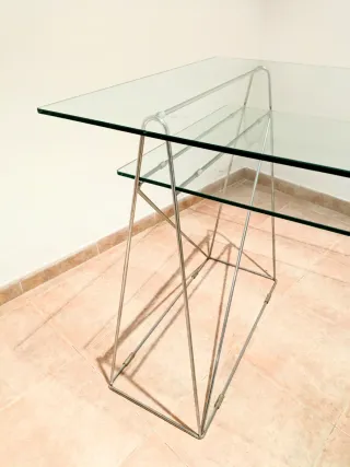 Tavolo in Cristallo e Acciaio Inossidabile