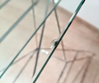 Tavolo in Cristallo e Acciaio Inossidabile