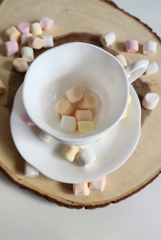 Taza y platillo de porcelana