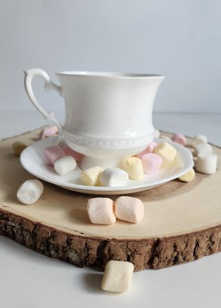 Taza y platillo de porcelana