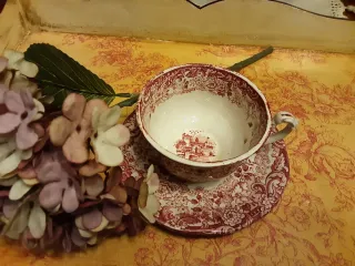 Taza de té y plato Cartuja de Sevilla Antiguo
