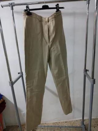 Pantalones Auguri Semicuero Talla M Caqui