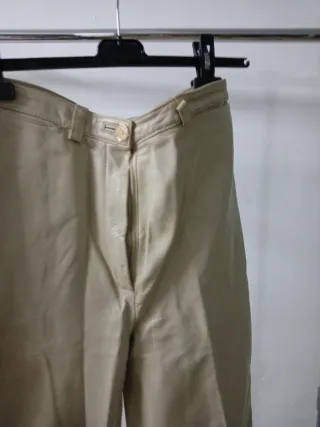 Pantalones Auguri Semicuero Talla M Caqui