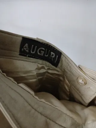 Pantalones Auguri Semicuero Talla M Caqui