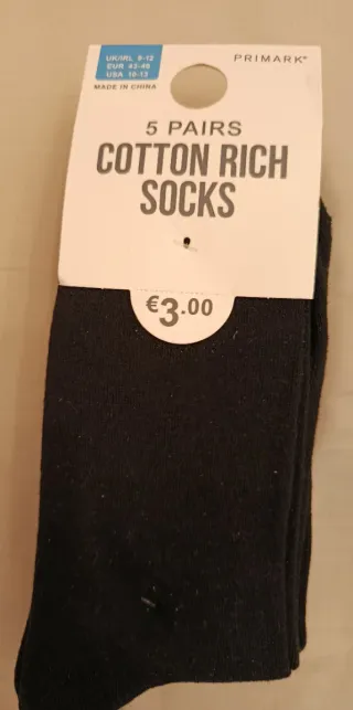 Calcetines 5 pares Talla 43-46 Negros y Grises