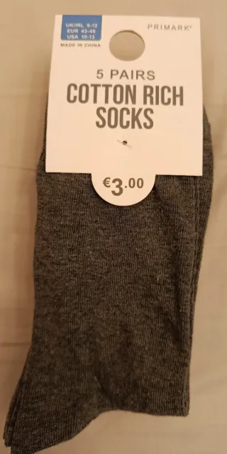 Calcetines 5 pares Talla 43-46 Negros y Grises