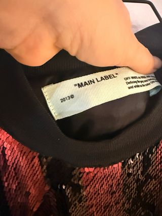 Vestido Off-White lentejuelas rayas S