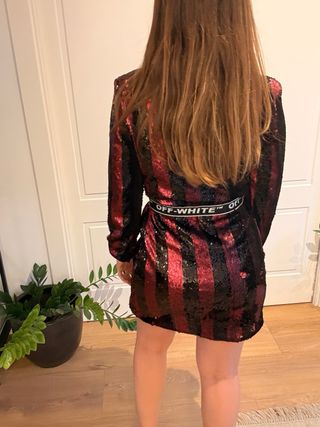 Vestido Off-White lentejuelas rayas S