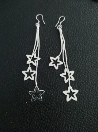 Pendientes largos plata estrellas