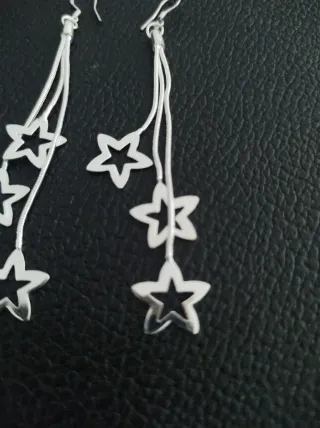 Pendientes largos plata estrellas