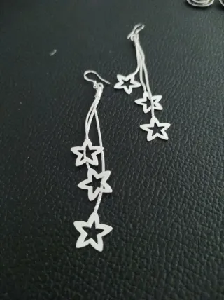 Pendientes largos plata estrellas