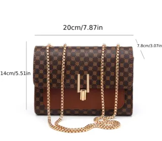 Elegante Bolso de Dama Marrón y Dorado