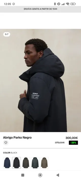 Parka Ecoalf Parko Hombre Negra