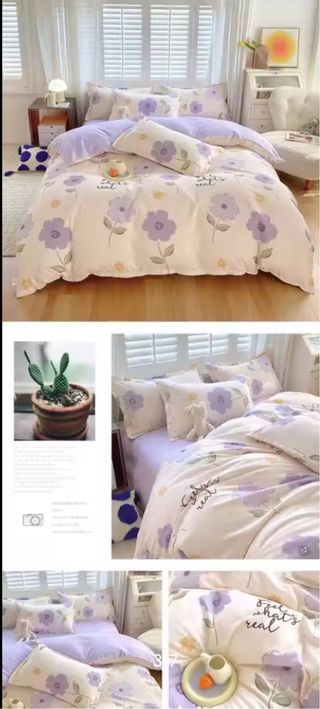 Juego de Fundas Nórdicas 4 piezas Flores Moradas