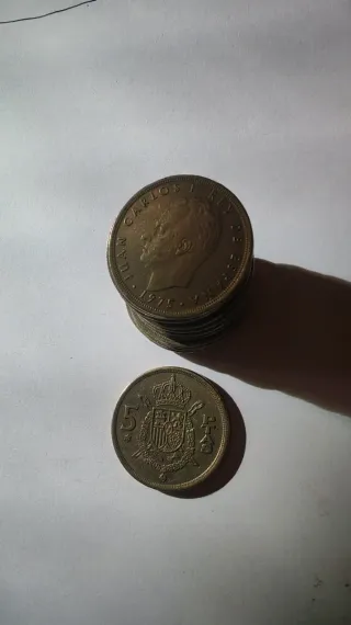 Lote 13 monedas 5 pesetas 1975