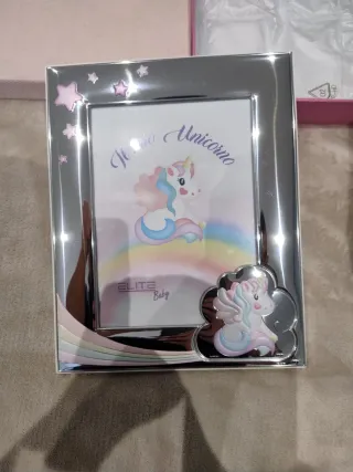 Cornice Argento Elite Unicorno Nascita