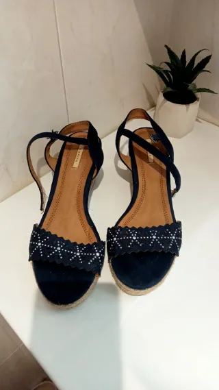 Sandalias cuña Corina mujer azules
