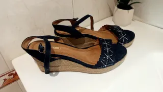 Sandalias cuña Corina mujer azules